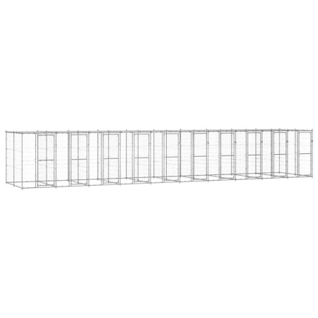 vidaXL Perrera de exterior de acero galvanizado con techo 24,2 m²