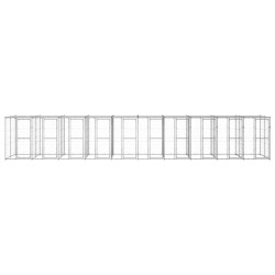 vidaXL Perrera de exterior de acero galvanizado con techo 24,2 m²