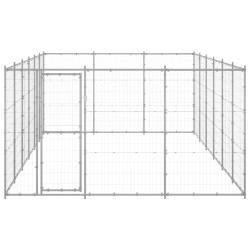 vidaXL Perrera de exterior de acero galvanizado 21,78 m²