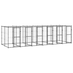 vidaXL Perrera de exterior de acero con techo 14,52 m²