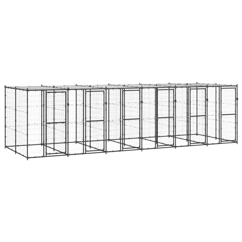 vidaXL Perrera de exterior de acero con techo 14,52 m²