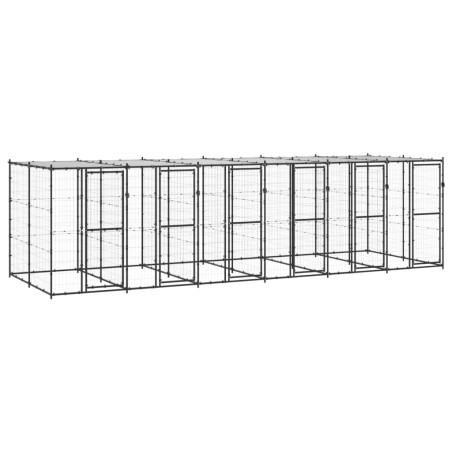 vidaXL Perrera de exterior de acero con techo 14,52 m²