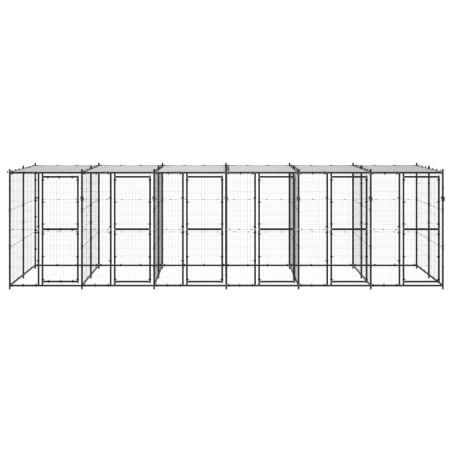 vidaXL Perrera de exterior de acero con techo 14,52 m²