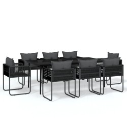 vidaXL Juego de comedor de jardín 9 piezas negro