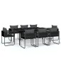 vidaXL Juego de comedor de jardín 9 piezas negro vidaXL Juego de comedor de jardín 9 piezas negro