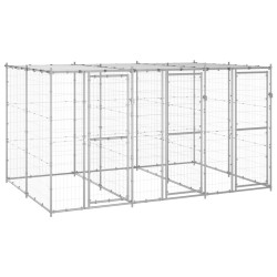 vidaXL Perrera de exterior de acero con techo 7,26 m²