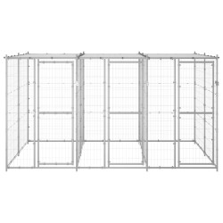 vidaXL Perrera de exterior de acero con techo 7,26 m²