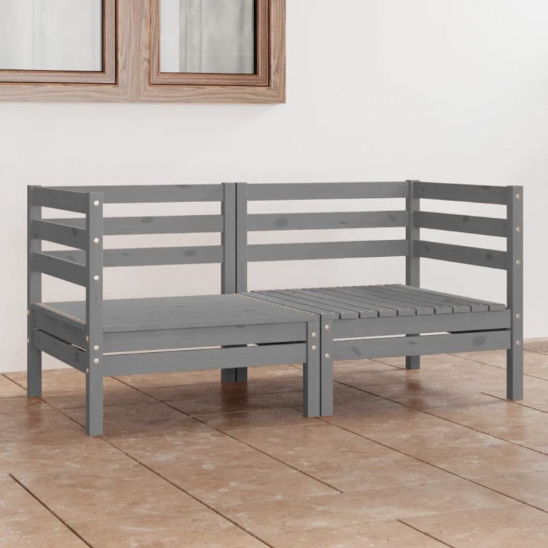 vidaXL Sofá de jardín 2 plazas madera maciza pino gris vidaXL Sofá de jardín 2 plazas madera maciza pino gris