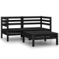 vidaXL Juego de muebles de jardín 3 pzas madera de pino maciza negro vidaXL Juego de muebles de jardín 3 pzas madera de pino maciza negro