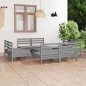 vidaXL Juego de muebles de jardín 9 piezas madera maciza de pino gris