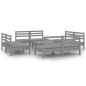 vidaXL Juego de muebles de jardín 9 piezas madera maciza de pino gris
