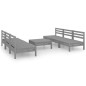 vidaXL Juego de muebles de jardín 7 piezas madera maciza de pino gris
