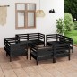 vidaXL Juego de muebles de jardín 8 piezas madera maciza de pino negro vidaXL Juego de muebles de jardín 8 piezas madera maciza de pino negro