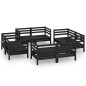 vidaXL Juego de muebles de jardín 8 piezas madera maciza de pino negro vidaXL Juego de muebles de jardín 8 piezas madera maciza de pino negro