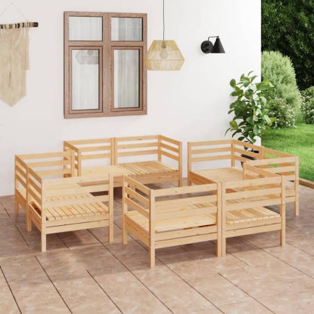 vidaXL Juego de muebles de jardín 8 piezas madera maciza de pino