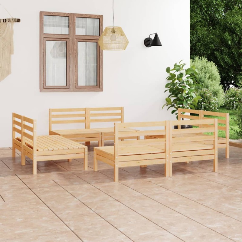 vidaXL Juego de muebles de jardín 8 pzas madera de pino maciza vidaXL Juego de muebles de jardín 8 pzas madera de pino maciza