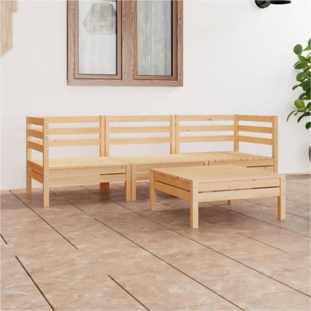 vidaXL Juego de muebles de jardín 4 piezas madera de pino maciza