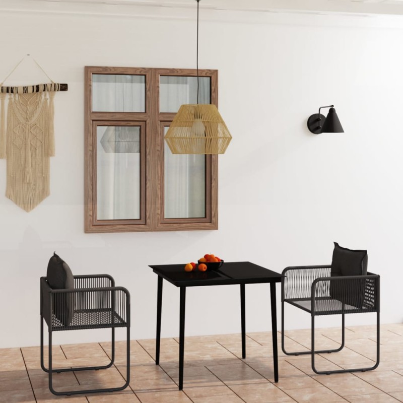vidaXL Juego de comedor para jardín 3 piezas negro vidaXL Juego de comedor para jardín 3 piezas negro