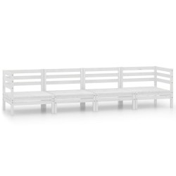 vidaXL Juego de muebles de jardín 4 piezas madera maciza pino blanco