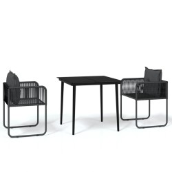 vidaXL Juego de comedor para jardín 3 piezas negro