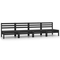 vidaXL Juego de muebles de jardín 4 pzas madera de pino maciza negro