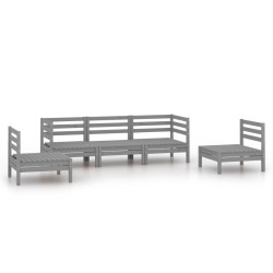 vidaXL Juego de muebles de jardín 5 piezas madera maciza de pino gris