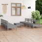 vidaXL Juego de muebles de jardín 9 piezas madera maciza de pino gris vidaXL Juego de muebles de jardín 9 piezas madera maciza de pino gris