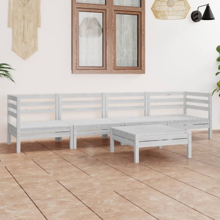 vidaXL Juego de muebles de jardín 5 piezas madera maciza pino blanco