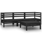 vidaXL Juego de muebles de jardín 4 pzas madera de pino maciza negro vidaXL Juego de muebles de jardín 4 pzas madera de pino maciza negro