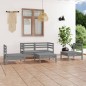 vidaXL Juego de muebles de jardín 5 piezas madera maciza de pino gris