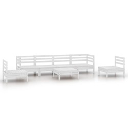 vidaXL Juego de muebles de jardín 7 piezas madera maciza pino blanco