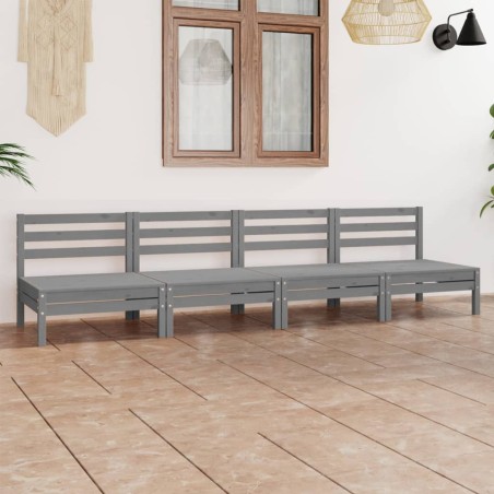vidaXL Juego de muebles de jardín 4 piezas madera maciza de pino gris