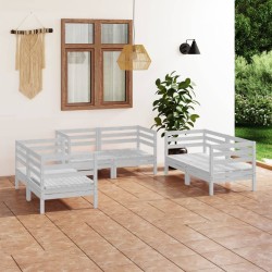 vidaXL Set de salón de jardín de 6 piezas blanco madera maciza de pino