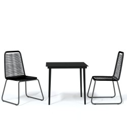 vidaXL Juego de comedor para jardín 3 piezas negro