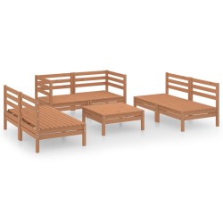 vidaXL Juego muebles de jardín 7 pzas madera maciza pino marrón miel