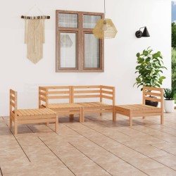 vidaXL Juego de muebles de jardín 4 piezas madera maciza de pino