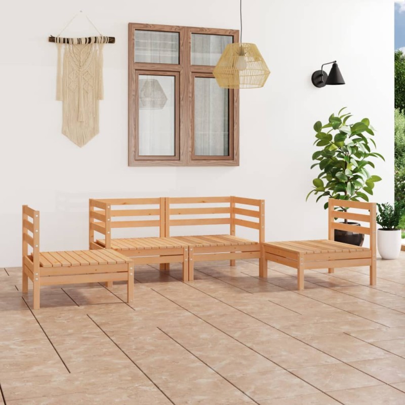 vidaXL Juego de muebles de jardín 4 piezas madera maciza de pino vidaXL Juego de muebles de jardín 4 piezas madera maciza de pino