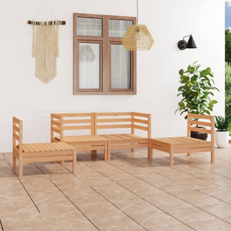 vidaXL Juego de muebles de jardín 4 piezas madera maciza de pino
