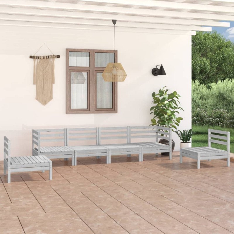 vidaXL Juego de muebles de jardín 6 piezas madera maciza pino blanco vidaXL Juego de muebles de jardín 6 piezas madera maciza pino blanco