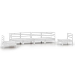 vidaXL Juego de muebles de jardín 6 piezas madera maciza pino blanco