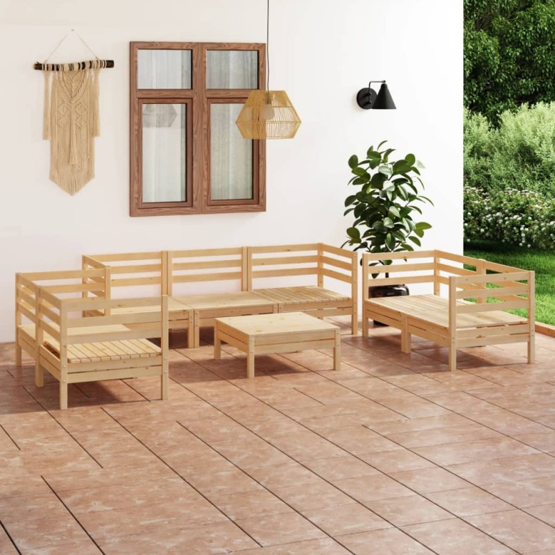vidaXL Juego de muebles de jardín 8 piezas madera maciza de pino vidaXL Juego de muebles de jardín 8 piezas madera maciza de pino