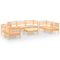 vidaXL Juego de muebles de jardín 8 piezas madera maciza de pino