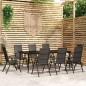 vidaXL Juego de comedor para jardín 9 piezas negro vidaXL Juego de comedor para jardín 9 piezas negro
