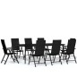 vidaXL Juego de comedor para jardín 9 piezas negro vidaXL Juego de comedor para jardín 9 piezas negro