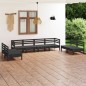 vidaXL Juego de muebles de jardín 8 pzas madera de pino maciza negro vidaXL Juego de muebles de jardín 8 pzas madera de pino maciza negro