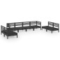 vidaXL Juego de muebles de jardín 8 pzas madera de pino maciza negro vidaXL Juego de muebles de jardín 8 pzas madera de pino maciza negro