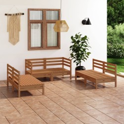 vidaXL Juego muebles de jardín 6 pzas madera maciza pino marrón miel