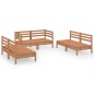 vidaXL Juego muebles de jardín 6 pzas madera maciza pino marrón miel vidaXL Juego muebles de jardín 6 pzas madera maciza pino marrón miel