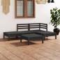 vidaXL Juego de muebles de jardín 5 pzas madera de pino maciza negro