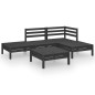vidaXL Juego de muebles de jardín 5 pzas madera de pino maciza negro
